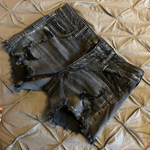 Black washed out shorts